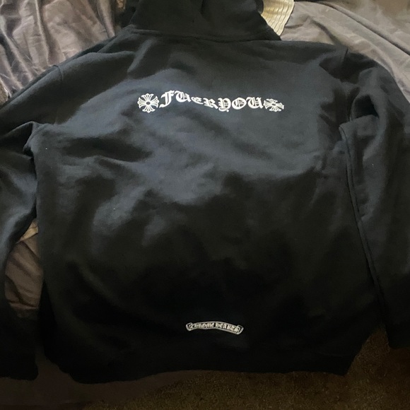 Chrome Hearts Black Hoodie with White Gothic Text